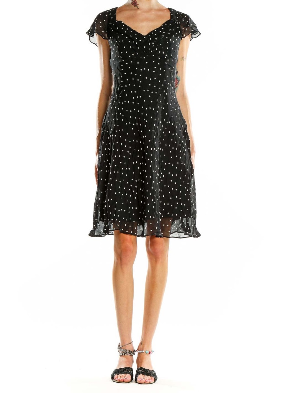 Vintage Black Polka Dot Short Sleeve Dress By Evan Picone Size 6